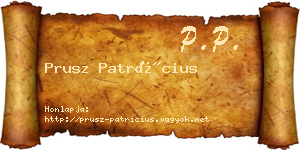 Prusz Patrícius névjegykártya